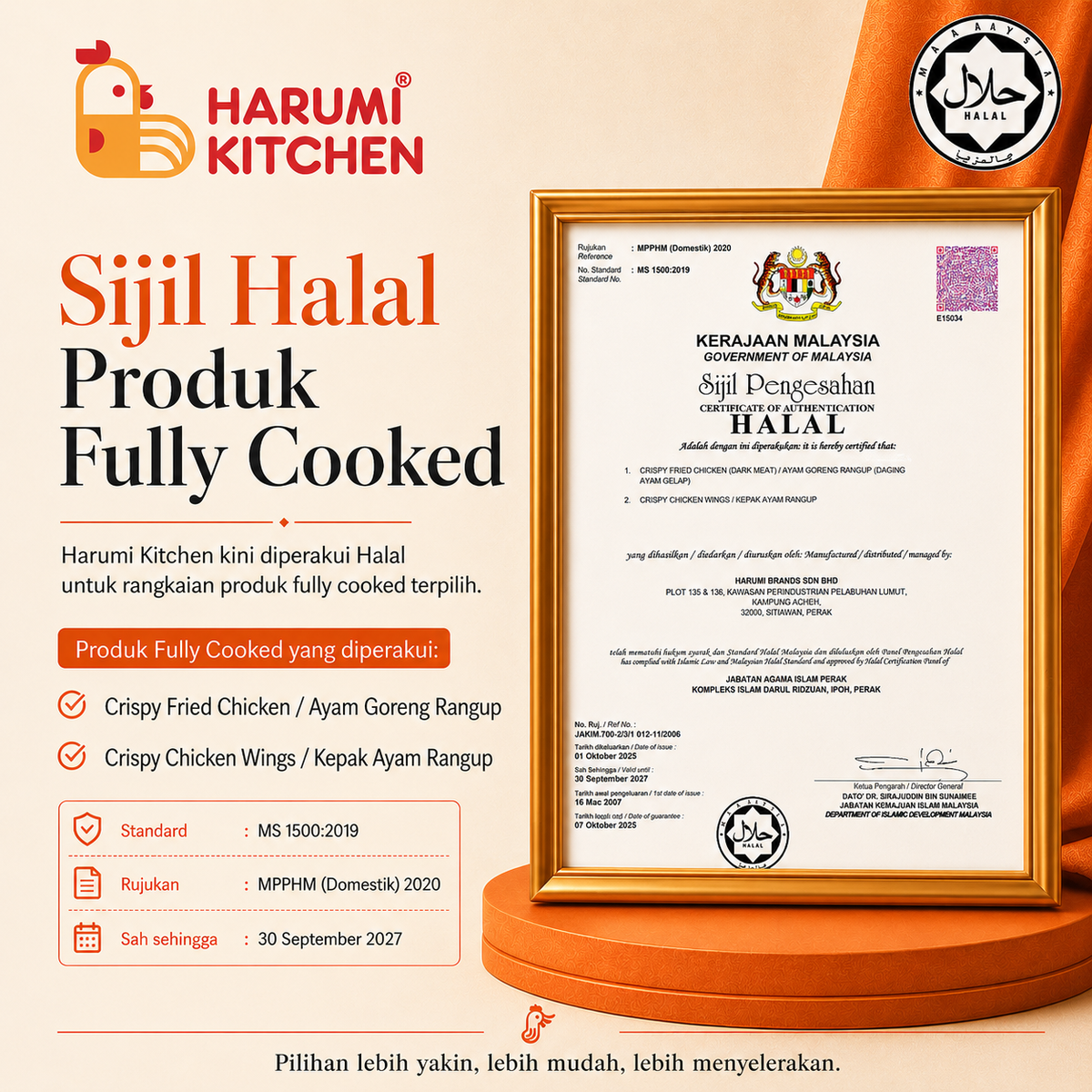 Ayam Goreng Rangup/Cripsy Fried Chicken (500gm) Harumi Kitchen Fully Cooked
