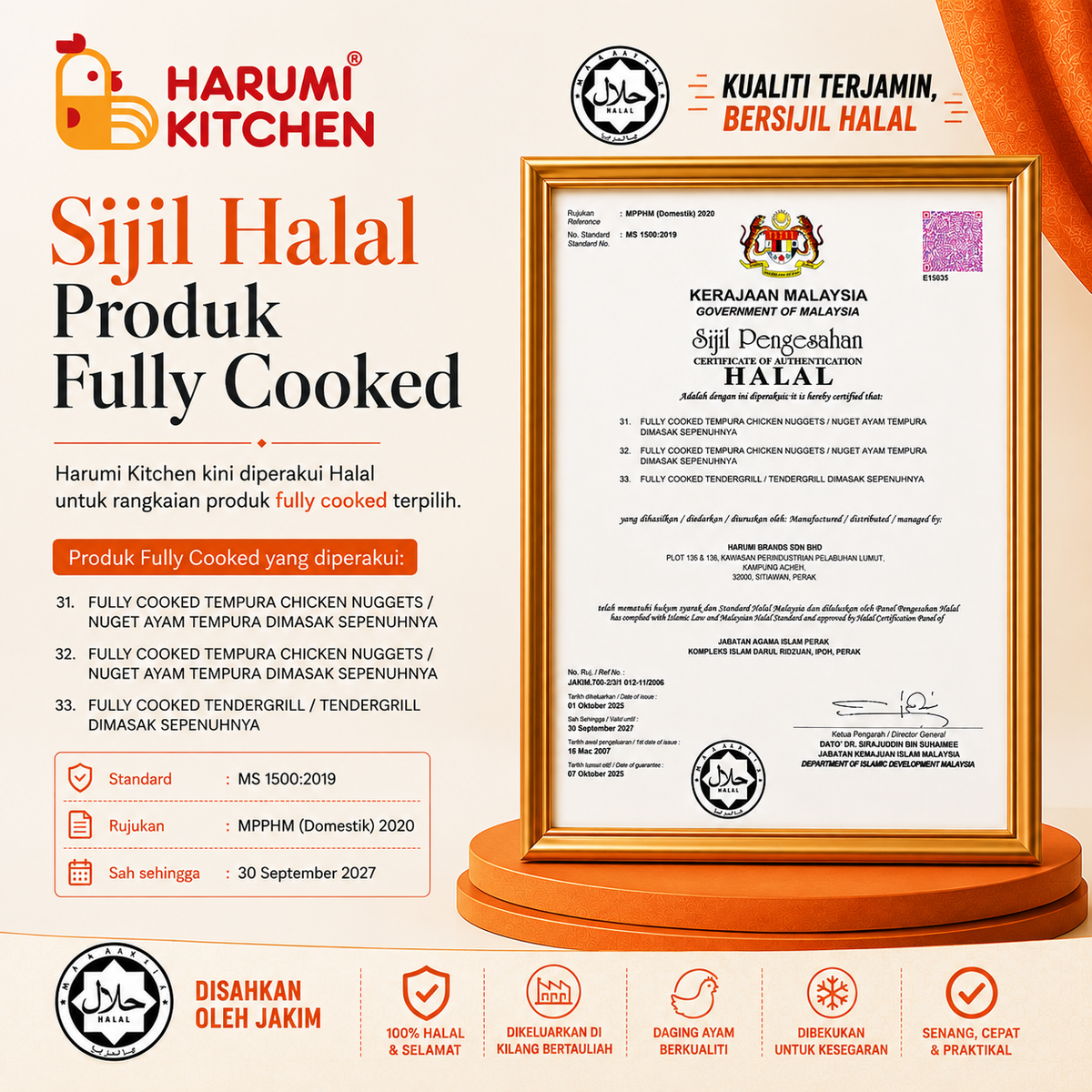 Nuget Ayam Tempura/Tempura Chicken Nugget (500gm) Harumi Kitchen Fully Cooked