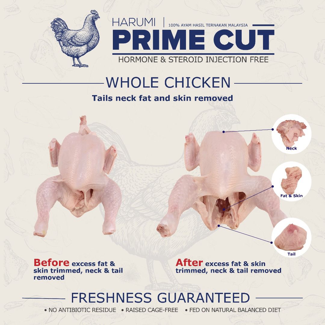 Ayam Bulat/Whole Chicken (1.2kg-1.4kg/pack) Prime Cut